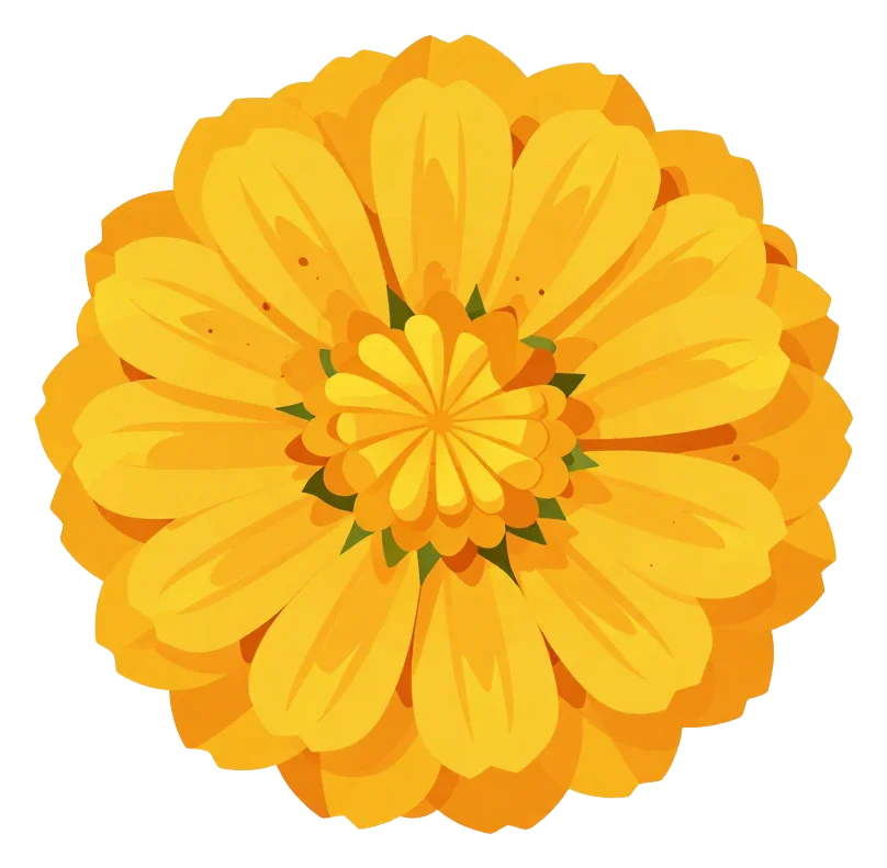 A bright golden marigold flower illustration.