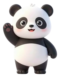 A cute cartoon panda waving its paw.