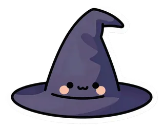 A cute purple witch hat with a smiling face.