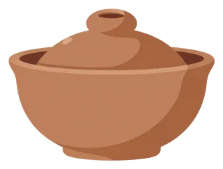A clay diya with a lid for Diwali.